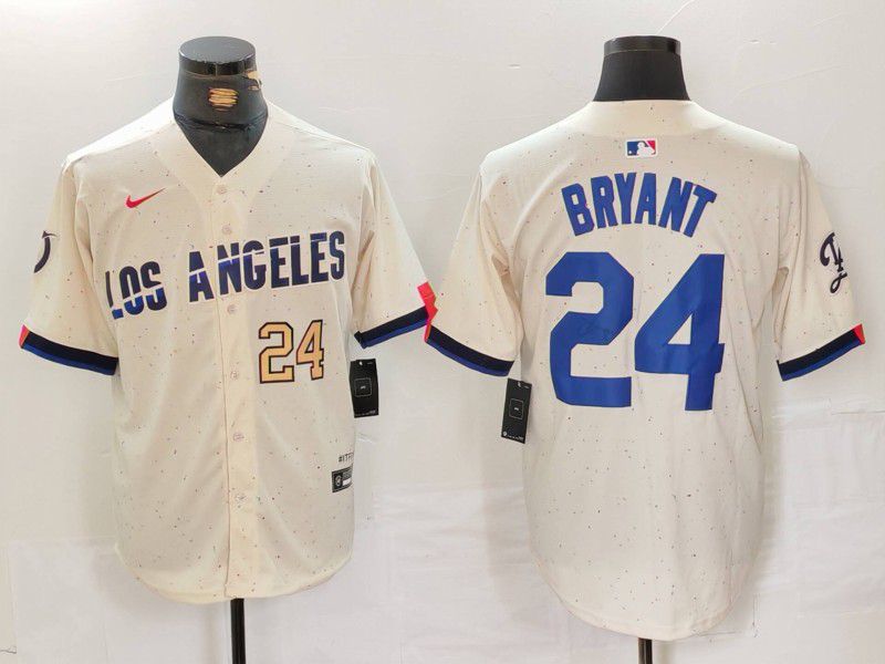 Men Los Angeles Dodgers 24 Bryant Cream Fashion Nike Game MLB Jersey style 6293